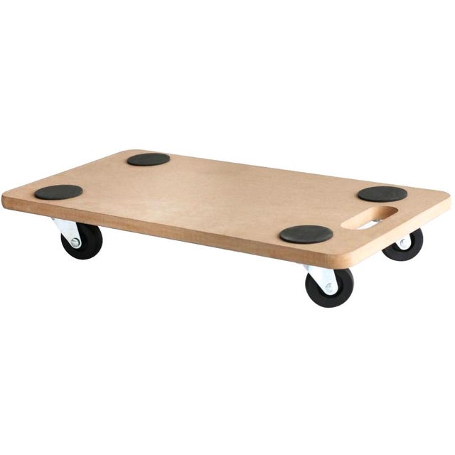 Plateau roulant à roulettes - Bois MDF et noir - 58 x 29 cm - Charge 150 kg - EURO VANADIUM