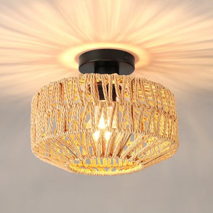 Lampa sufitowa z rattanu żyrandol stylu bohemy lampa wisząca stylu industrialnym sufitowa Wabi sabi gospodarstwa sypialni przedpokoju wejścia kuchni