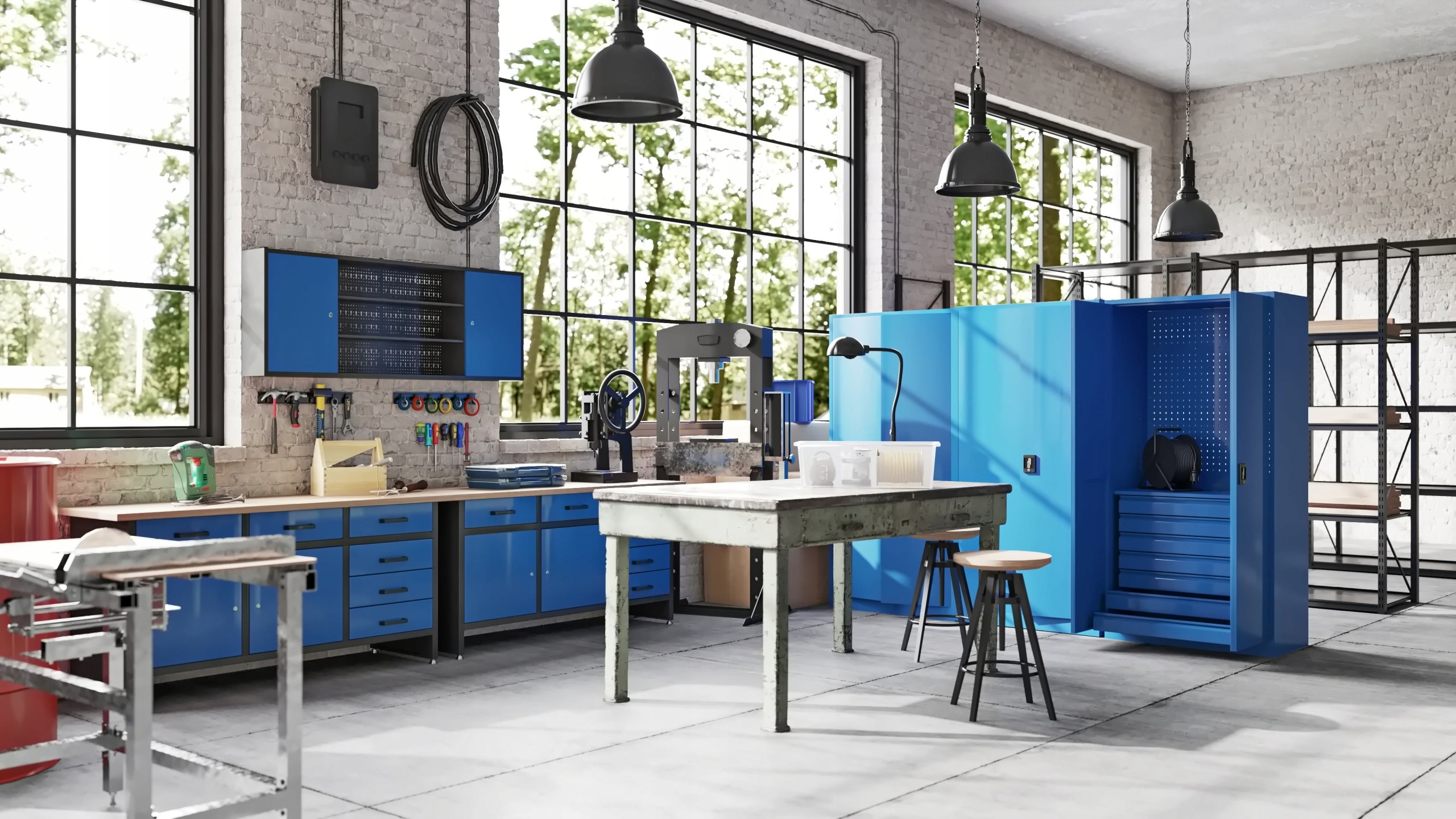 Armoire de Bureau de Rangement Métallique 4 étagères réglables 185 cm x 90 cm x 40 cm Anthracite-Bleu - 7