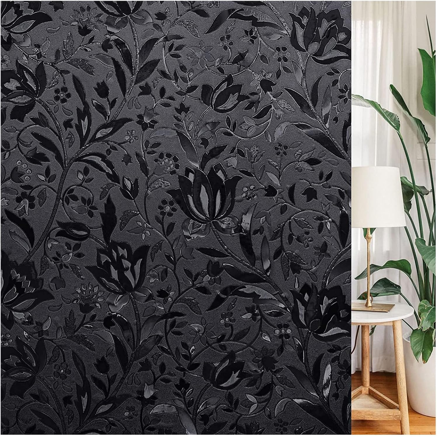 Folia okienna zaciemniająca - 45 x 200 cm - wielokrotnego użytku - ochrona przeciwsłoneczna - Folia okienna - Folia okienna zaciemniająca
