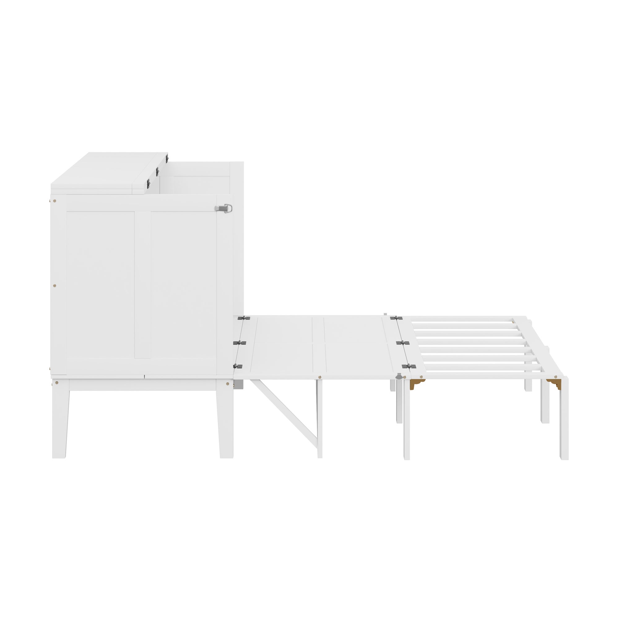 Letto a scomparsa verticale 140 x 200 cm - Legno MDF - Rete a doghe - Bianco - 8