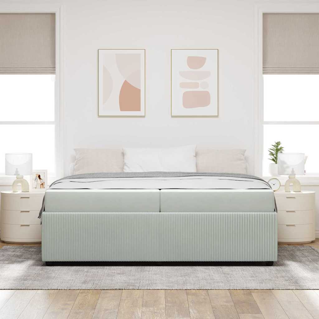 Cadre de lit gris clair, tissu, pour la chambre, 200 × 200 cm - 3
