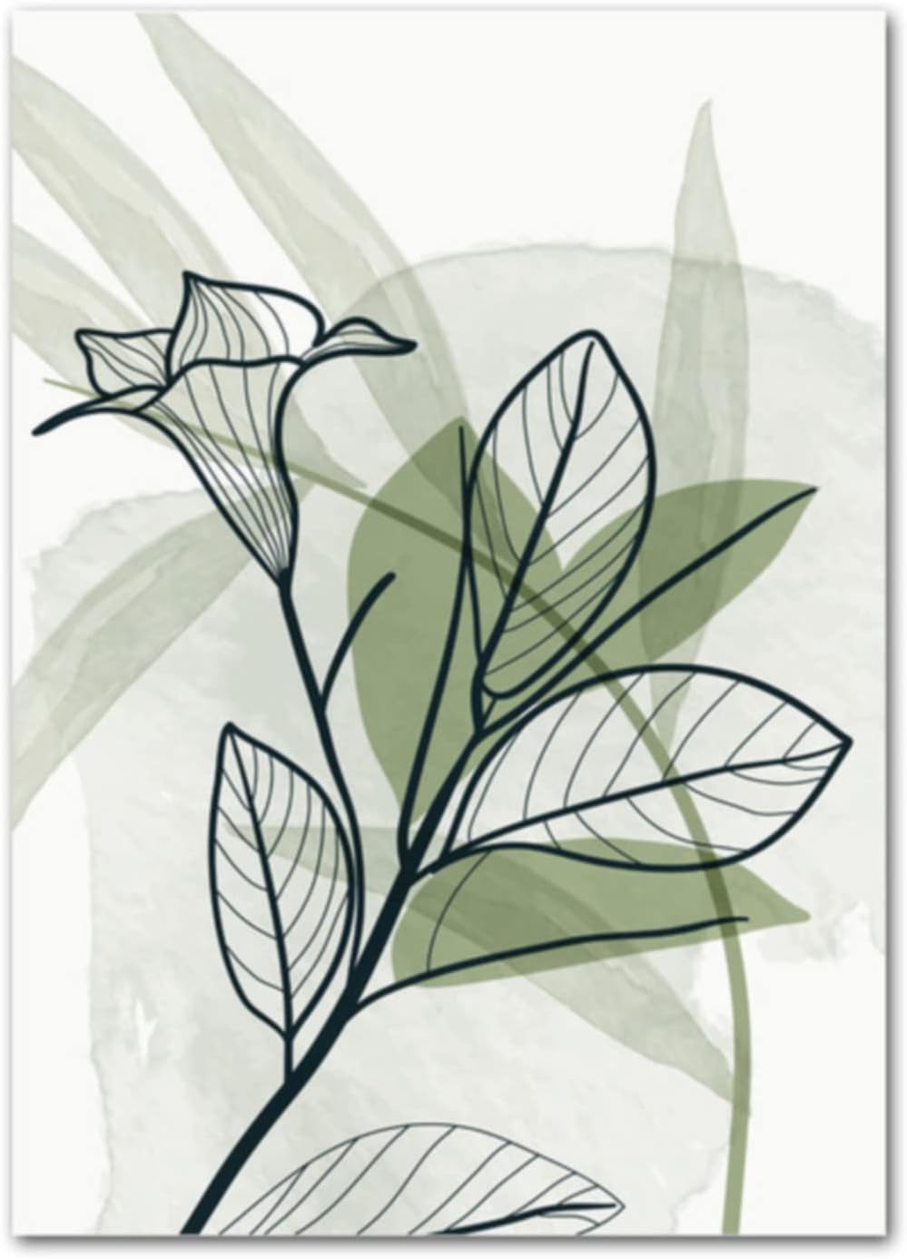 Lot de 3 posters de qualité supérieure - Motif feuilles vertes abstraites - Peinture sur toile - Impression murale Sans cadre - 40 x 50 - 6