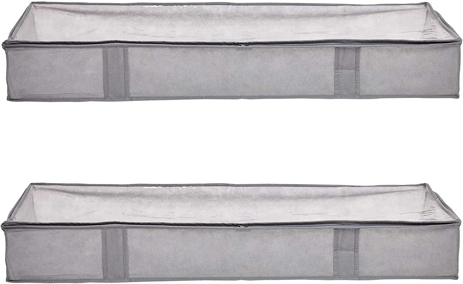 Zestaw 2 pokrowców do przechowywania pod łóżkiem z zamkiem błyskawicznym, 106,68 x 45,72 x 15,24 cm, szary