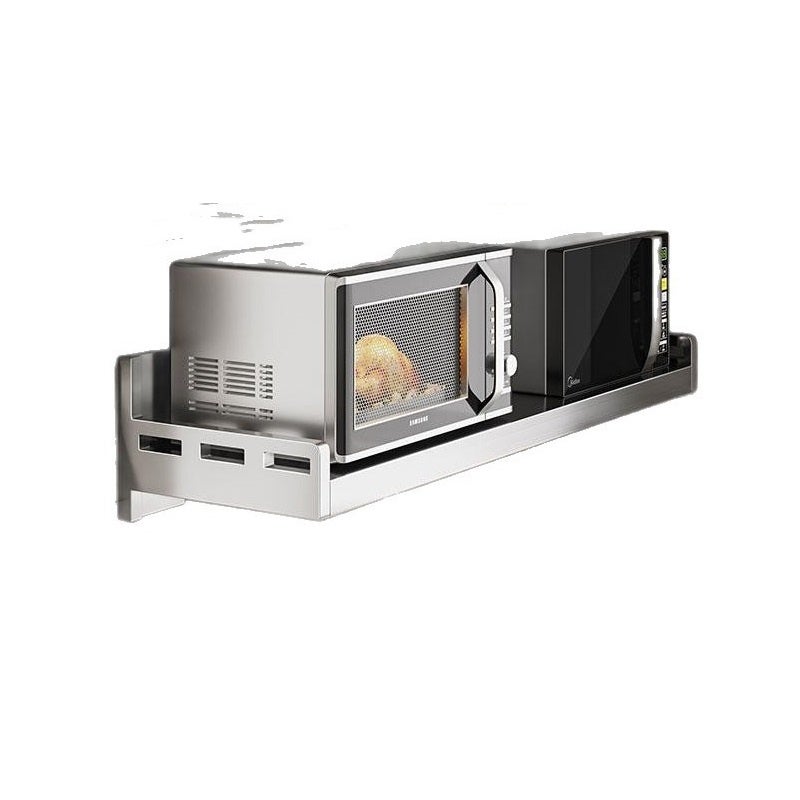 Meuble De Rangement Cuisine Support Four Micro-ondes 2 étagères - Extensible En Hauteur Et Largeur, Noir