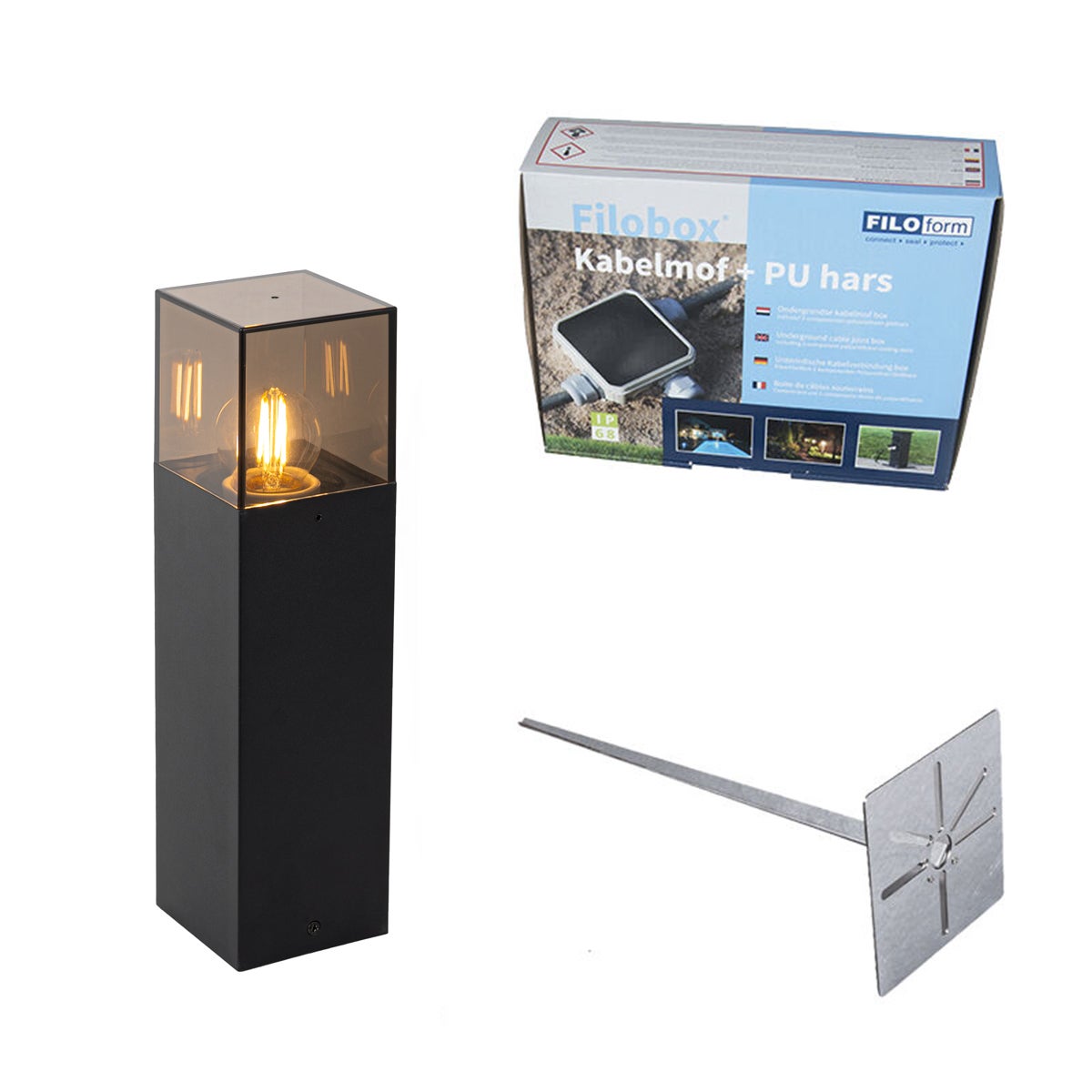 Qazqa nowoczesny lampa słupkowa do ogród - Denmark - czarny, max. 15w, kompatybilny z żarówką LED, e27, 30cm, IP44