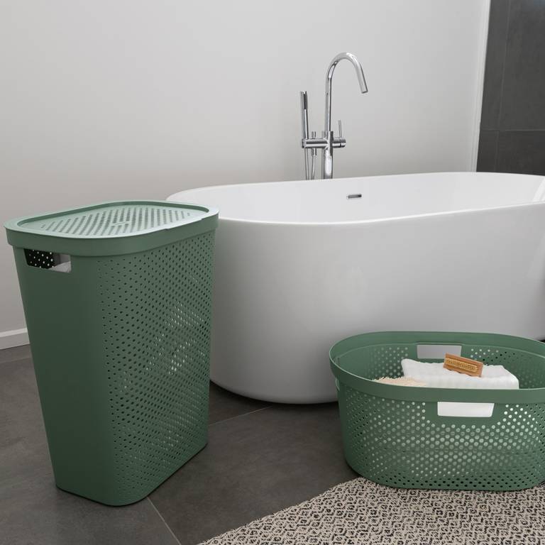 Panier à Linge Curver Infinity Recycled - 60L - Gris Foncé - Neuf