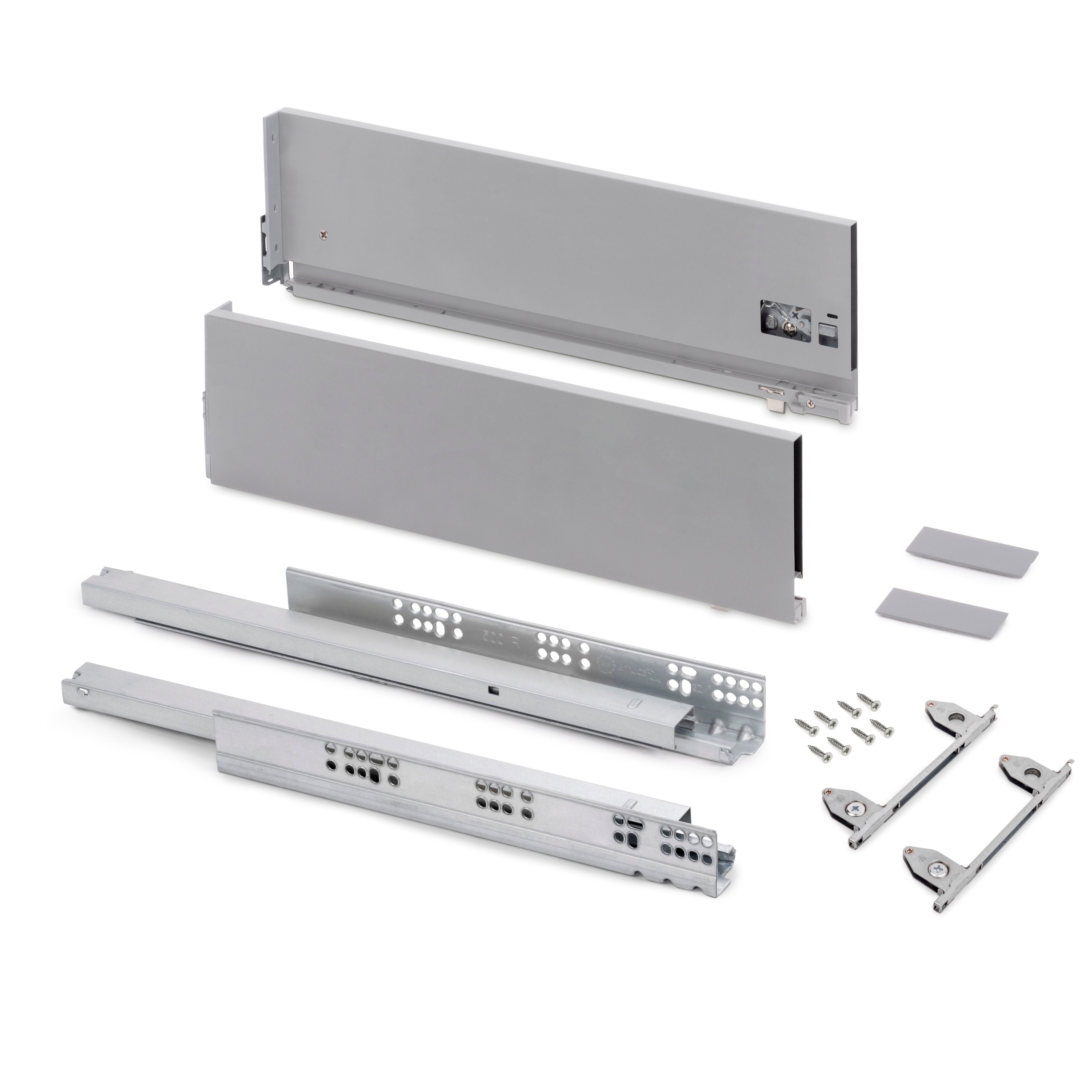 Emuca Szuflada zewnętrzna Vertex z regulacją 3D, wysokość 178 mm, 40 kg, głębokość 400mm, Stal, Malowane aluminium