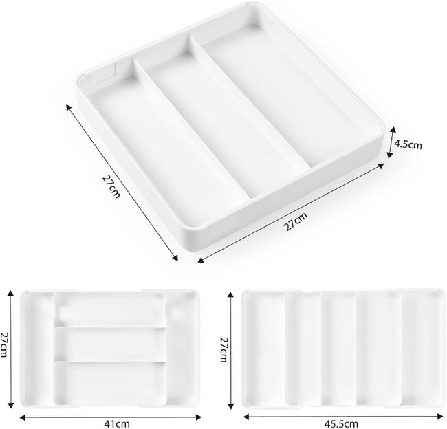 Organizer Per Posate In Plastica Con Coperchio - 3 Pezzi - Divisorio Per Cassetto Cucina E Utensili