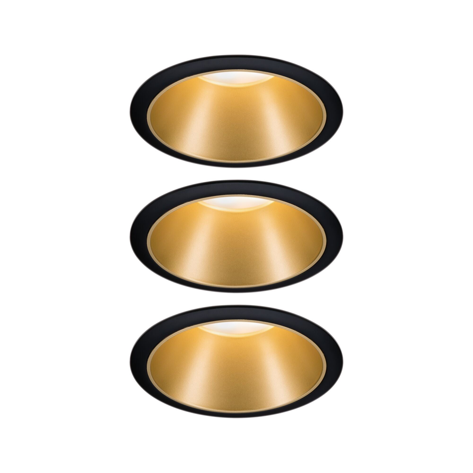 Spot encastré LED 3-Step-Dim Cole Coin Kit de 3 IP44 rond 88mm Coin 3x6W 3x470lm 230V gradable 2700K Noir#Doré mat - 2