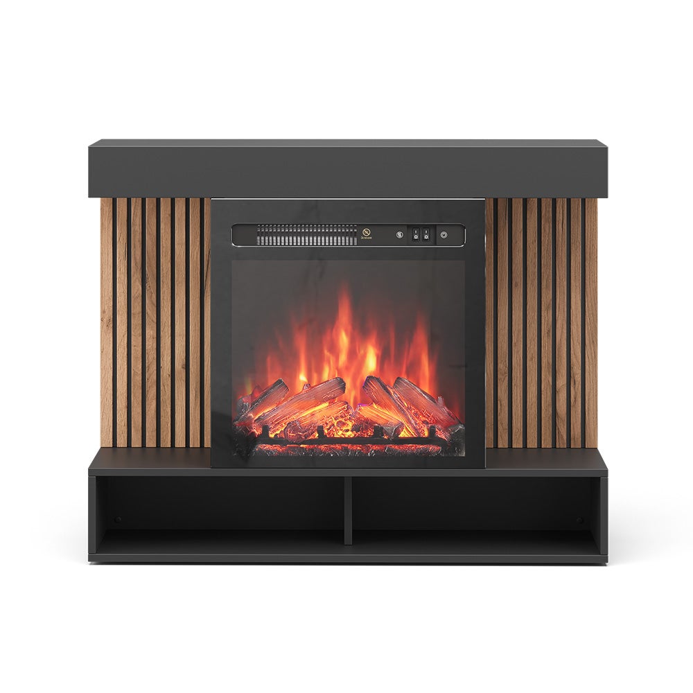 Vicco Kominek elektryczny Lynea, Czarny, 100 cm z realistycznym efektem płomienia i grzałką o mocy 1800 W
