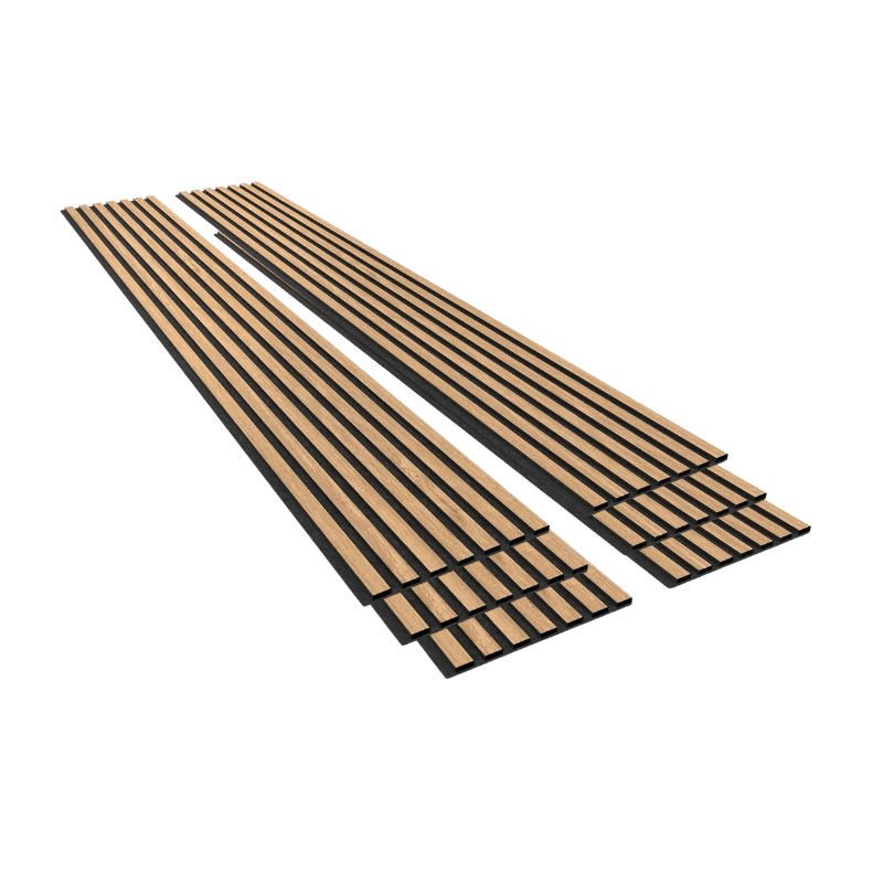 Lot de 6 Panneaux Acoustiques Muraux - Tasseaux Finition Chêne Blanc - Fond Noir - 240x60x2,2cm - SILAMP - 3