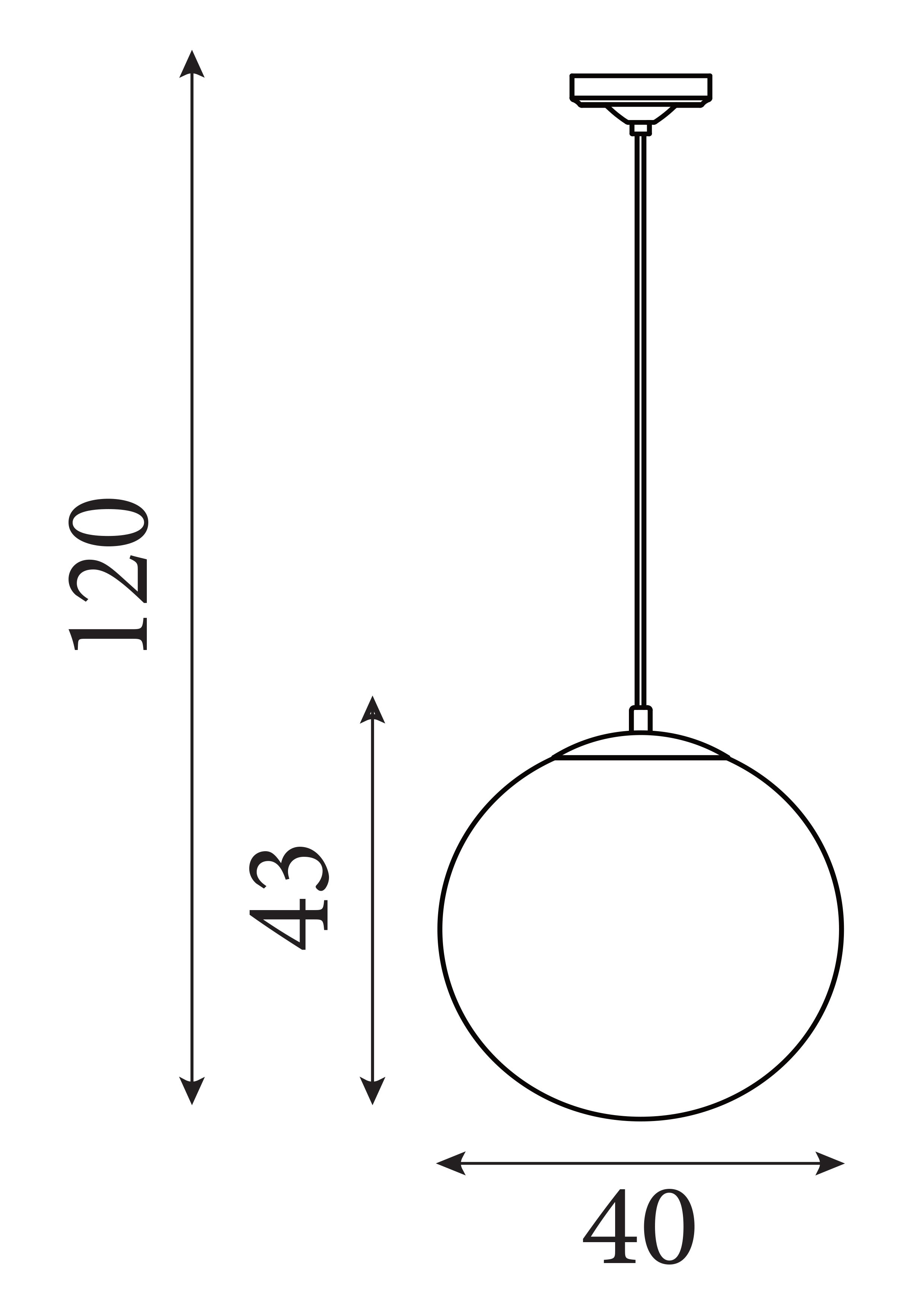 Atom Suspension métal noir et verre opale blanc Diam 40cm Haut 120cm E27 60w - 3