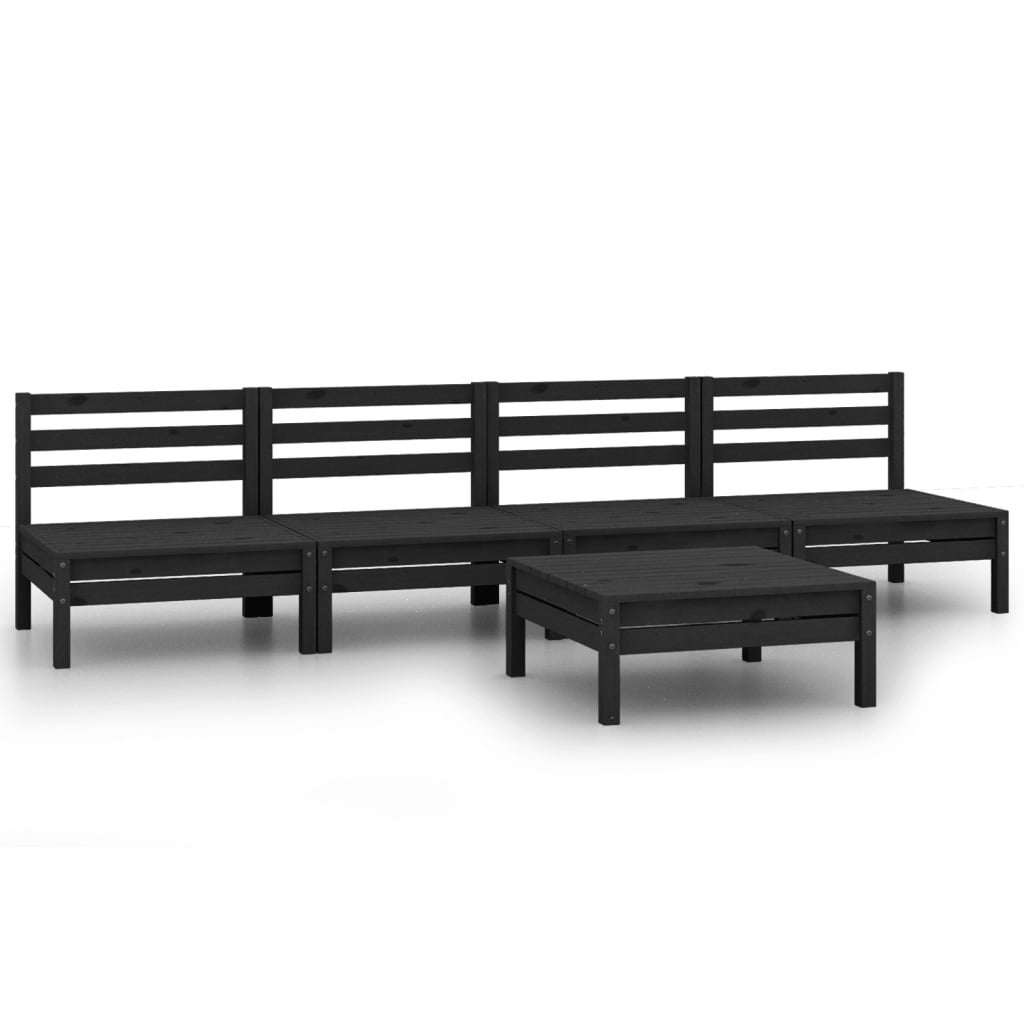 Maison Exclusive - 5 pcs conjunto lounge de jardim pinho maciço preto - 2
