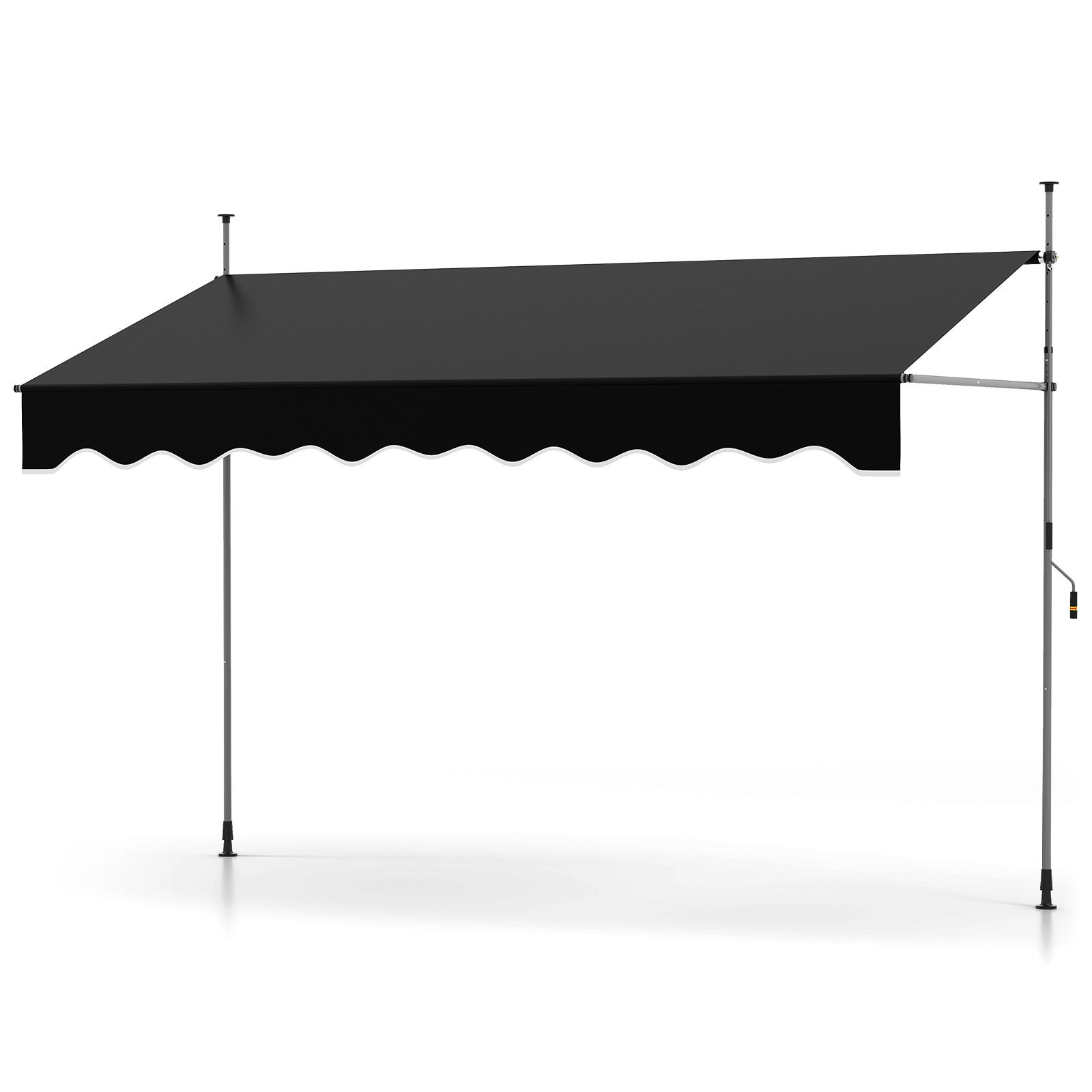 Copertină manuală retractabilă 3 x 1,2 m, înălțime reglabilă 210-300 cm, copertină terasă aluminiu țesătură Oxford impermeabilă și UV, negru