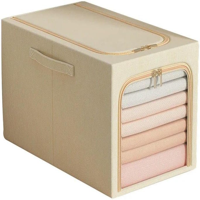 Boîte De Rangement Pour 24 Chapeaux – Avec Fenêtre Transparente PVC – Structure Empilable Anti-glisse – Tissu Oxford – 43x22x17 Cm