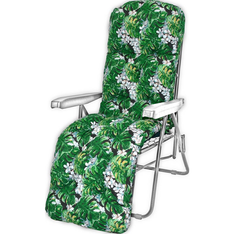 Poduszka ogrodowa na leżak z podnóżkiem AMPO zielony czarny 1 szt.