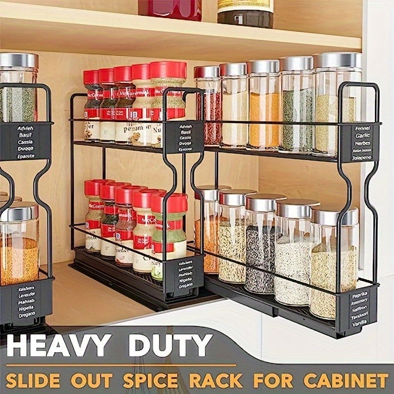 Porta spezie estraibile in ferro con etichette e pennarello per mobile da cucina, contenitore per spezie a 2 livelli (esclusa la bottiglia) | Leroy Merlin
