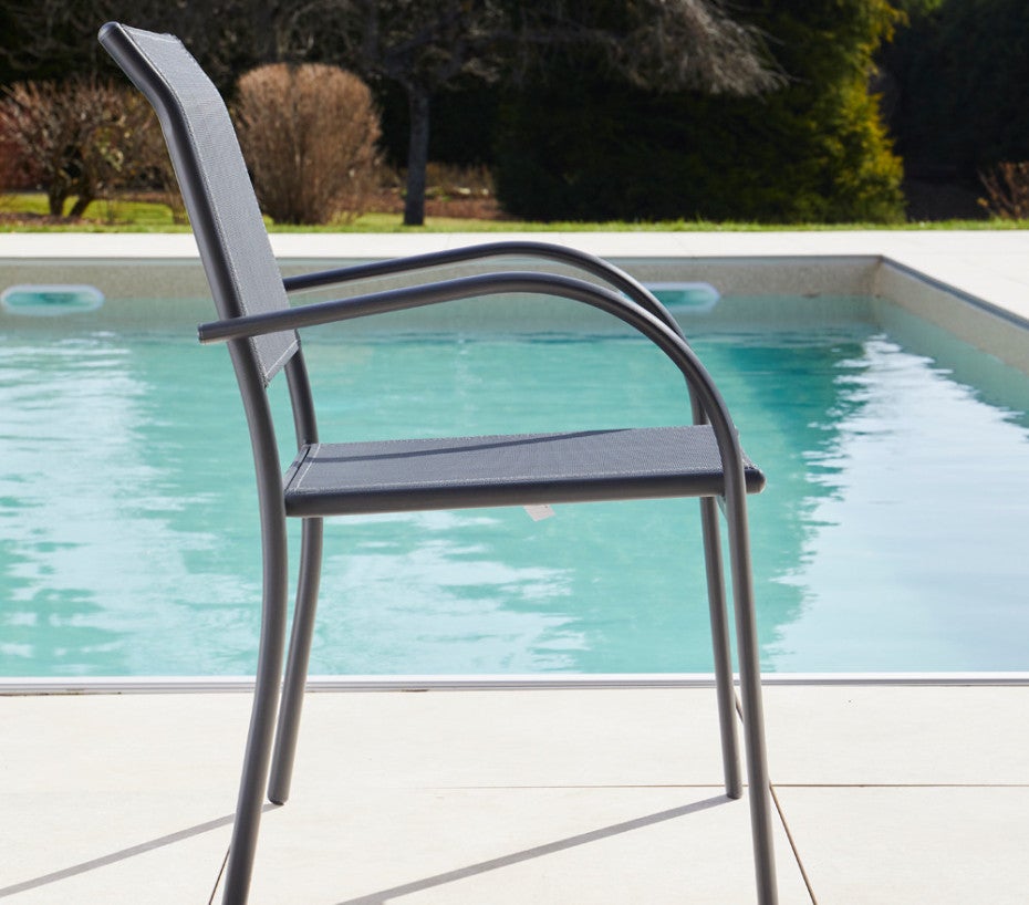 Ensemble table et chaises de jardin - 6 places - Gris Anthracite - HONFLEUR BEZIERS CHENE - 4