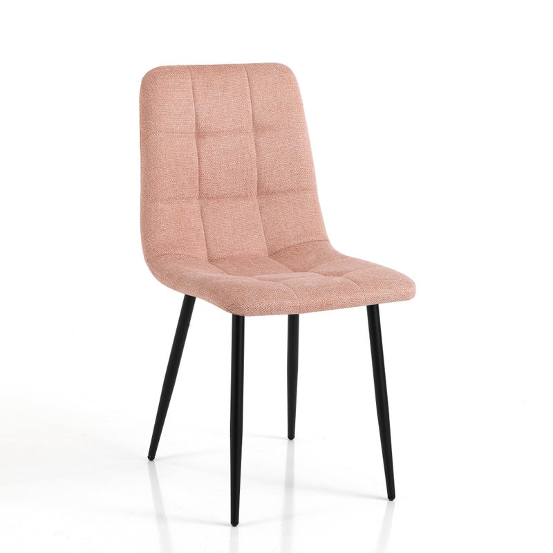 Zestaw 4 krzeseł FAFFY PINK EVO – różowa tkanina, czarny metal, stylowe wnętrza