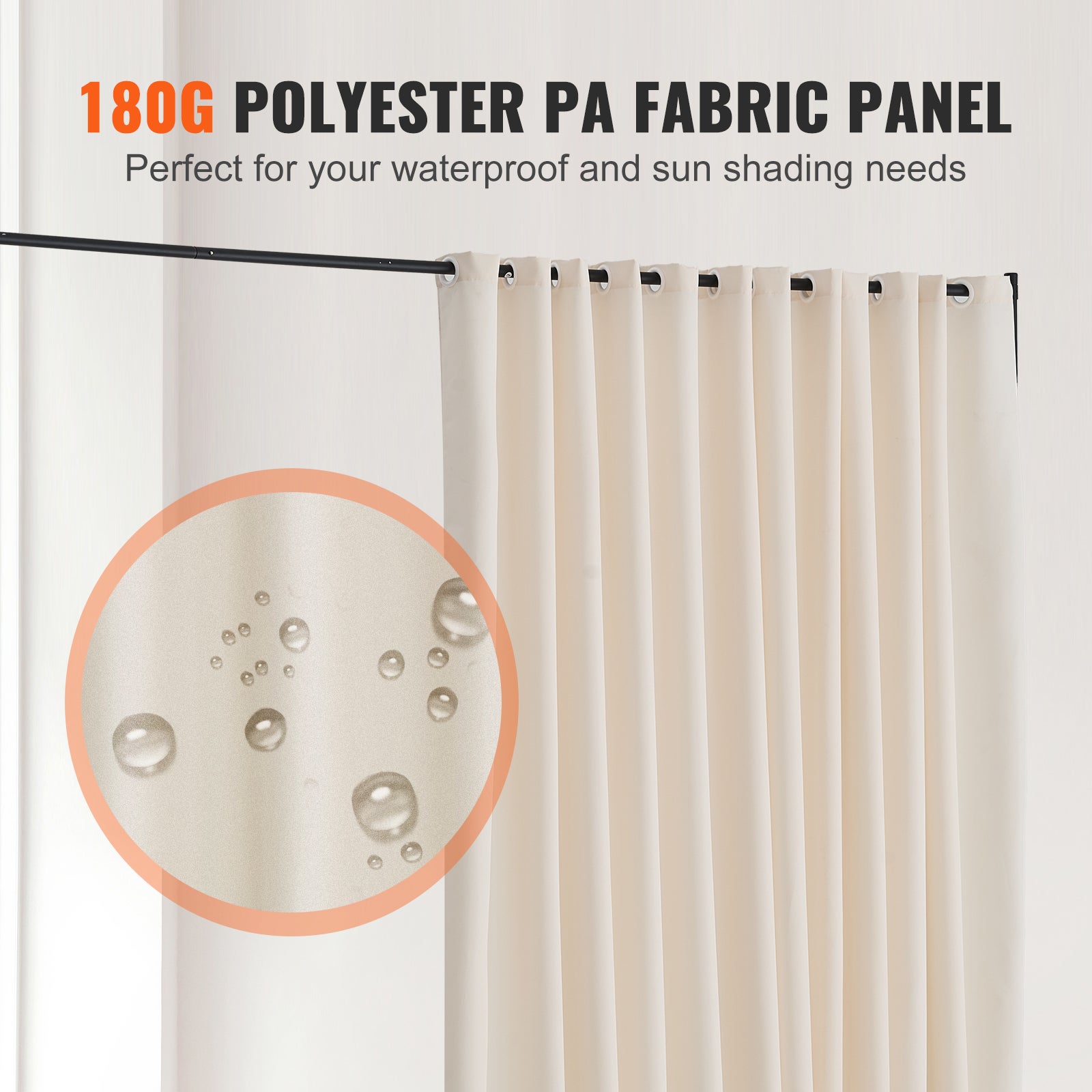 Cloison de Séparation Portable SucceBuy, Structure Métal avec Roulettes et Rideau Beige, Paravent Autoportant pour Bureau, Salle à Manger - 7