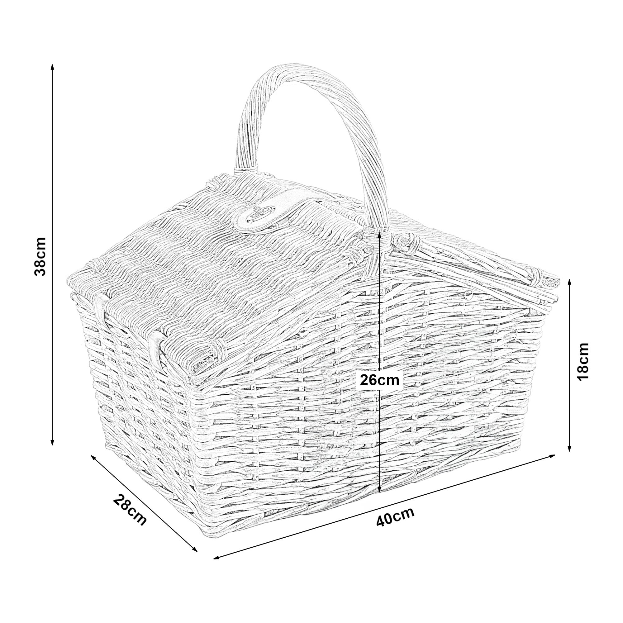 Panier de pique-nique pour 2 personnes Bucchianico naturel rouge casa.pro - 4