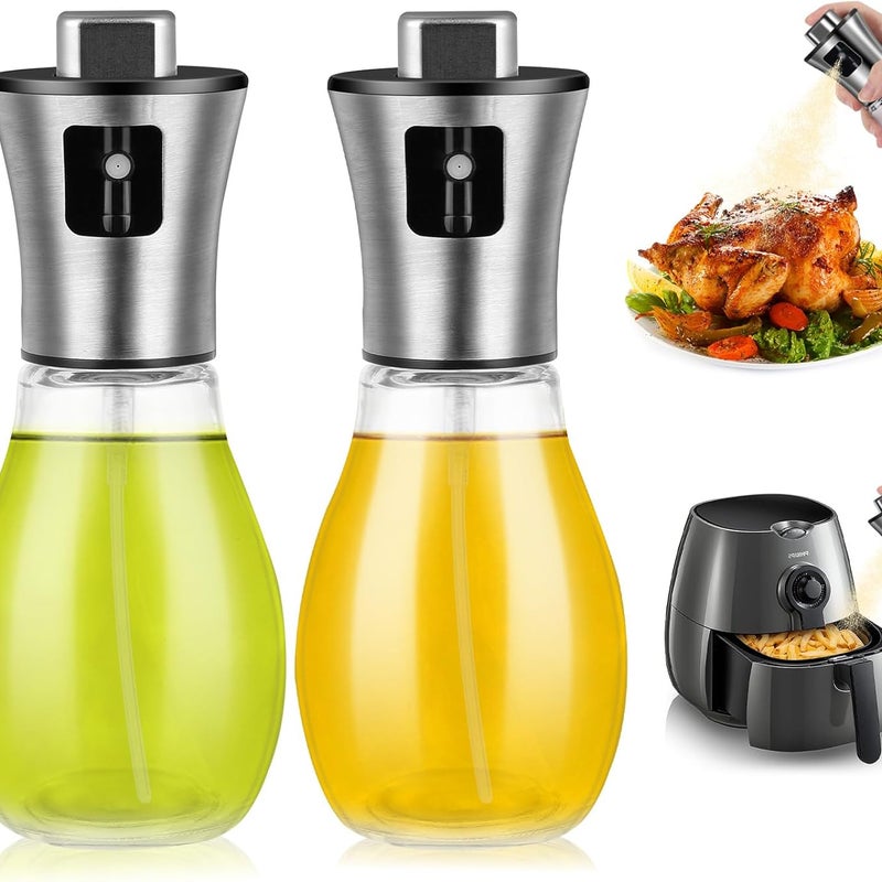 2 x spryskiwacz do oleju do frytkownicy, spryskiwacz do oleju i octu o pojemności 200 ml, napełniany przezroczysty spryskiwacz do oleju do gotowania,