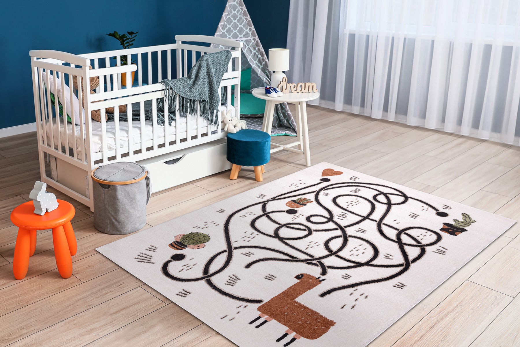Dywan FUN Game dla dzieci, gra, lama krem 200x290 cm - 4