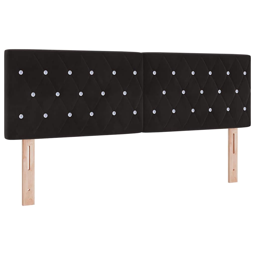 Banc Velours Noir 157 Cm Avec Boutons Cristal – Pieds En Bois Pin, Salon Chambre élégant - 6