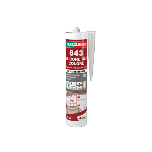 Mastic silicone neutre PAREXLANKO 643 Silicone Bâti - Pierre - 300ml - L643PIERRE300-12