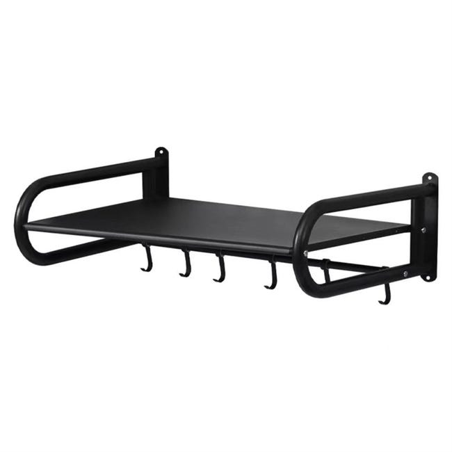 Półka ścienna ze stali nierdzewnej, wzmocniona, 45 x 36,5 cm, do mikrofalówki, do piekarnika kuchennego, do restauracji, w kolorze czarnym.