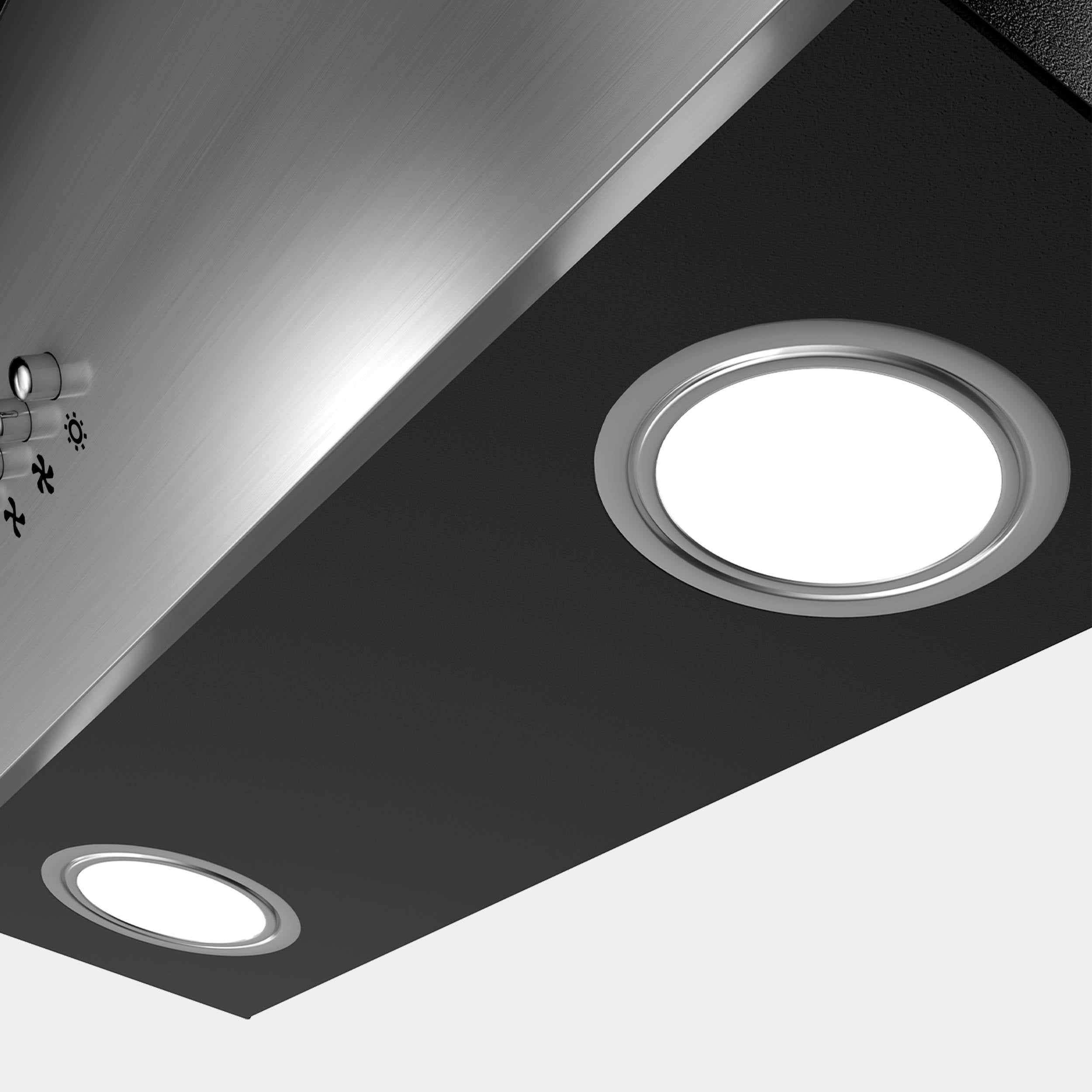 CIARRA Hotte aspirante inclinée 60 cm A++ 350 m³/h Recyclage ou Évacuation Filtre à charbon inclus Noir 736CBK60 - 3