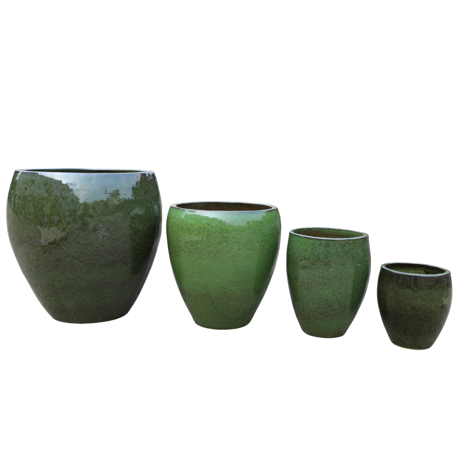 Pot grande taille d'extérieur LAFONTAINE 23x35cm vert tropical, fait main en terre cuite émaillée, résistant au gel - 4