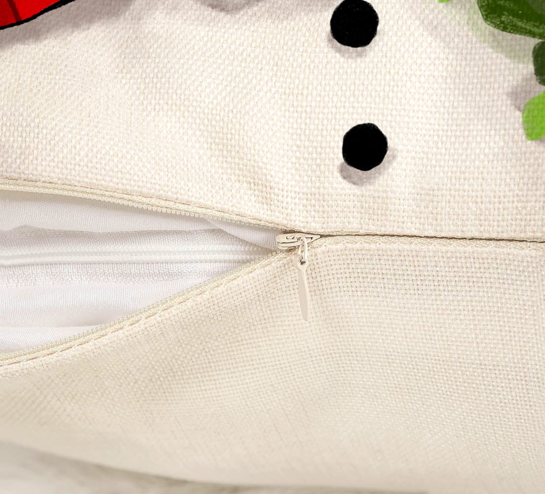 Federe per cuscini natalizi 45 x 45 cm, set di 4 decorazioni natalizie in fattoria Pupazzo di neve Babbo Natale Federa per cuscino di buon Natale - 5