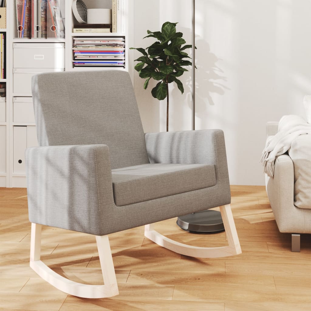 Chaise à bascule | Rocking chair | Fauteuil à bascule | Fauteuil de relaxation Gris clair Tissu201747 - 2