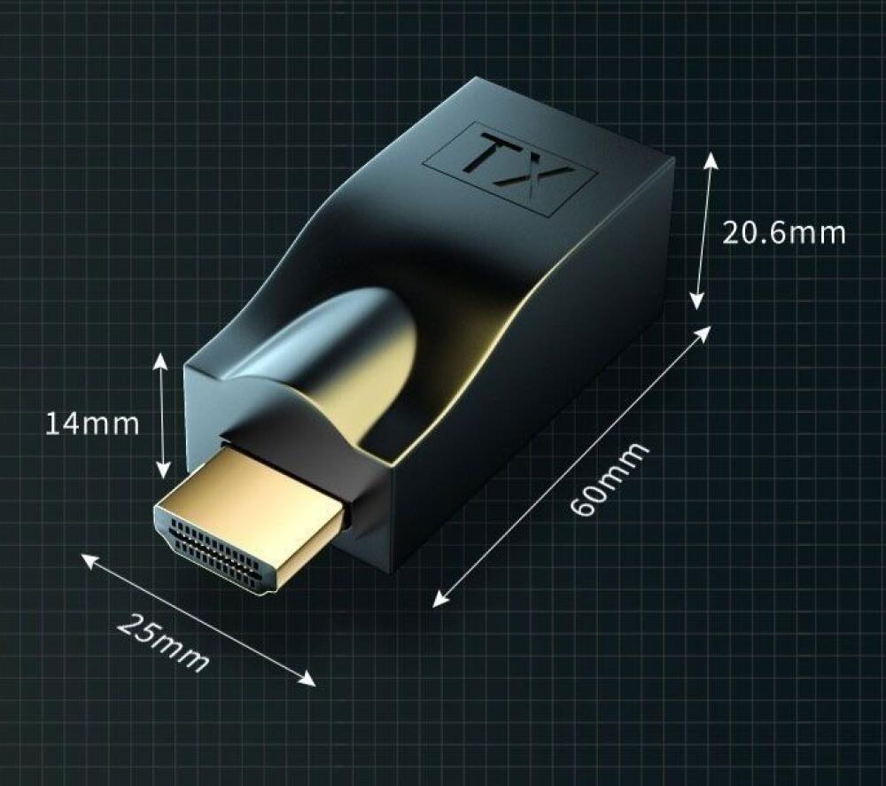 Convertisseur HDMI vers RJ45, prolongateur de câble Unique sans Perte 30M, Adaptateur de Conversion HDMI vers RJ45 4k * 2k, Prend en Charge HDMI1.4 3D - 2