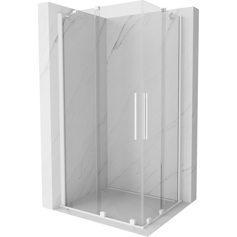 Mexen Velar Duo kabina prysznicowa rozsuwana 90 x 80 cm, transparent, biała - 871-090-080-02-20