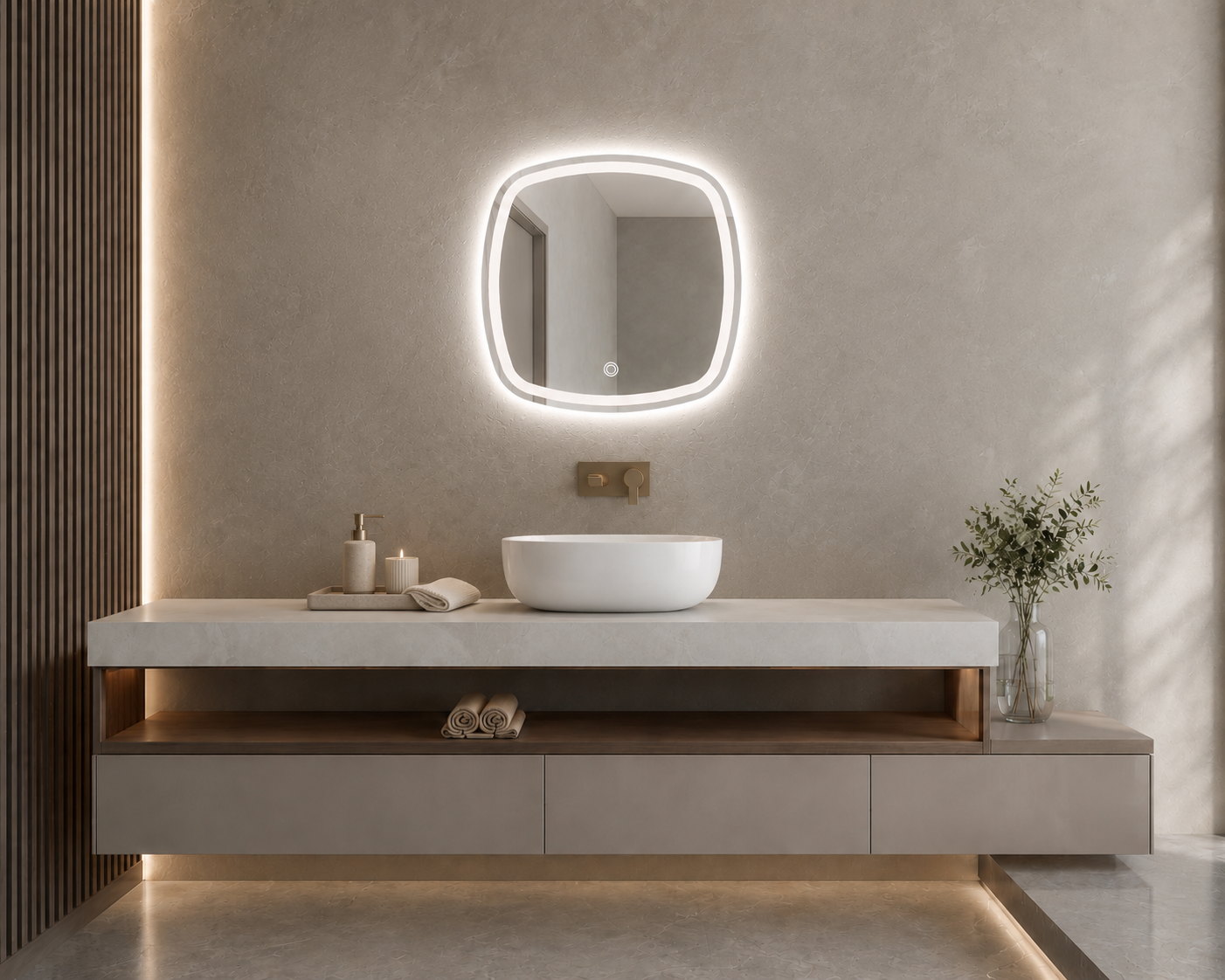 SMOOTH LINE LED lustro z oświetleniem LED, bez ramy 60x60 cm