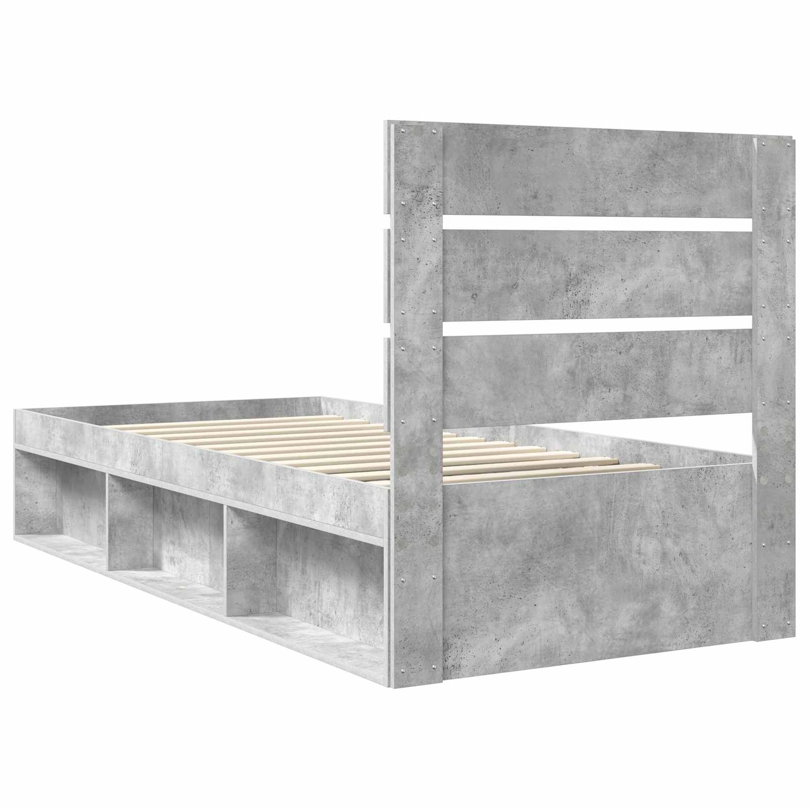 Cadre de lit avec tête de lit gris béton 75 x 190 cm pin massif - 9