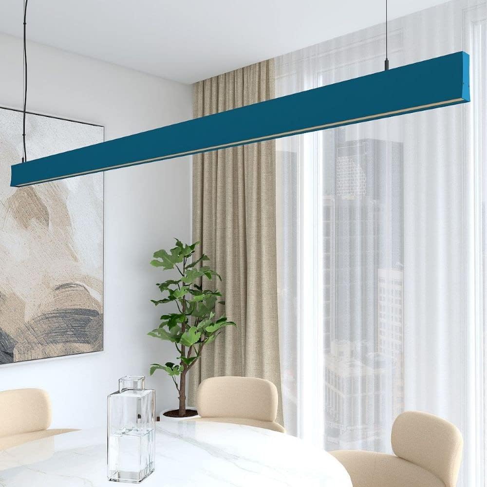 Lámpara lineal techo colgante azul 2 metros 2700k luz cálida altura regulable