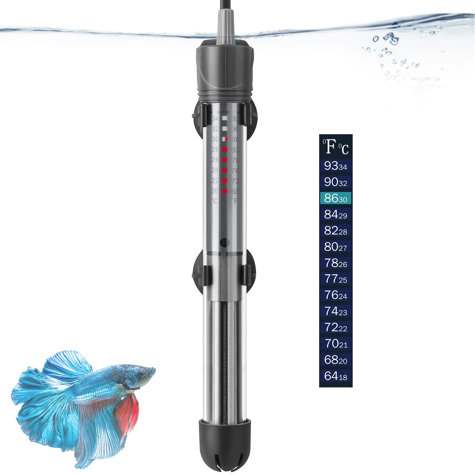 50W Chauffage d'Aquarium, Chauffage en Verre Submersible pour Réservoir — free download