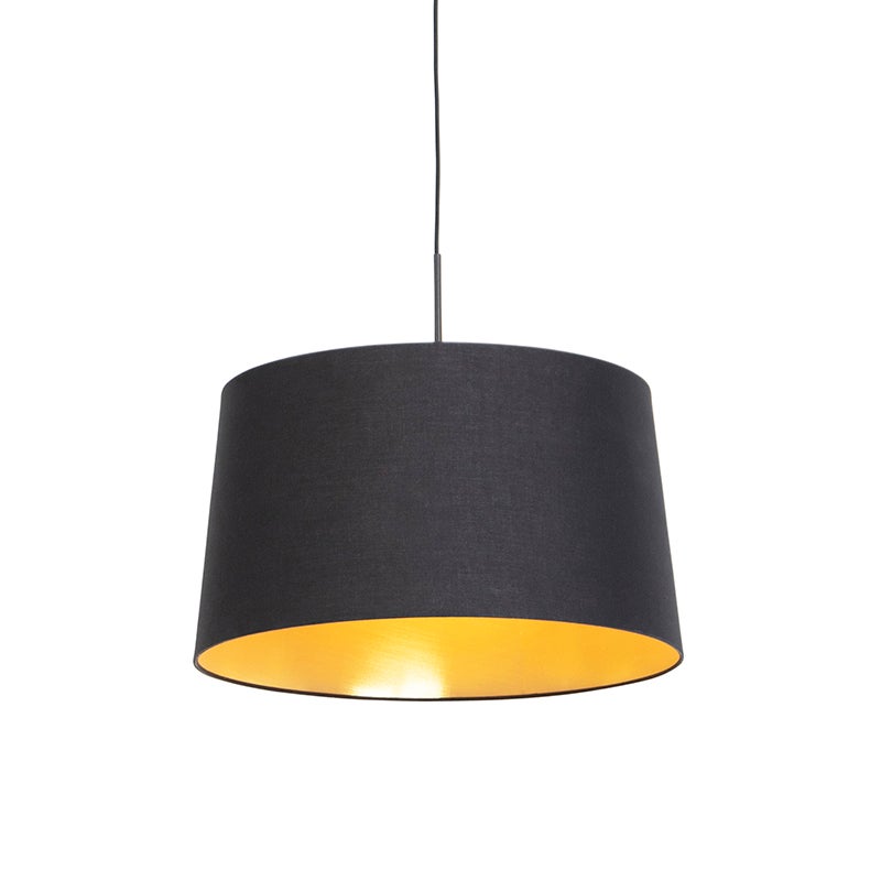 Lampa wisząca z abażurem z bawełny w kolorze czarnym i złotym 50 cm - Combi