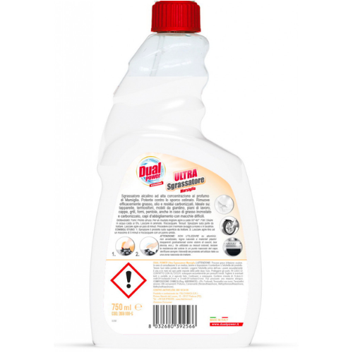 Dual Power, Sgrassatore Ultra Potente al Limone, Contro lo Sporco Ostinato, Rimuove Efficacemente Grasso, Olio e Residui Carbonizzati, non Lascia Aloni, Made in Italy, Confezione 750 ml
