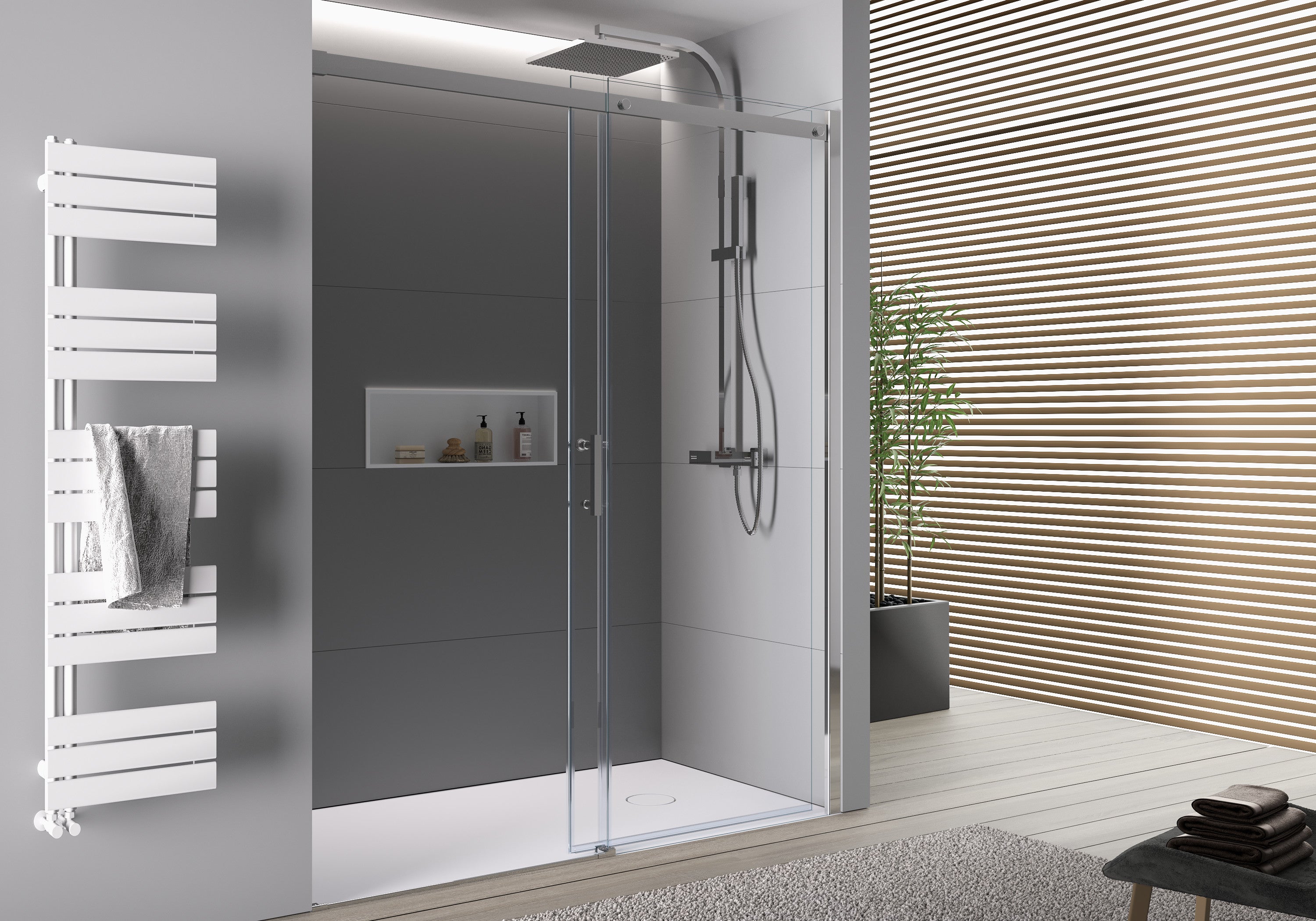 Bernstein Drzwi prysznicowe przesuwne ze ścianką DX806A FLEX szkło ESG 6 mm z powłoką Nano 130 cm - 2