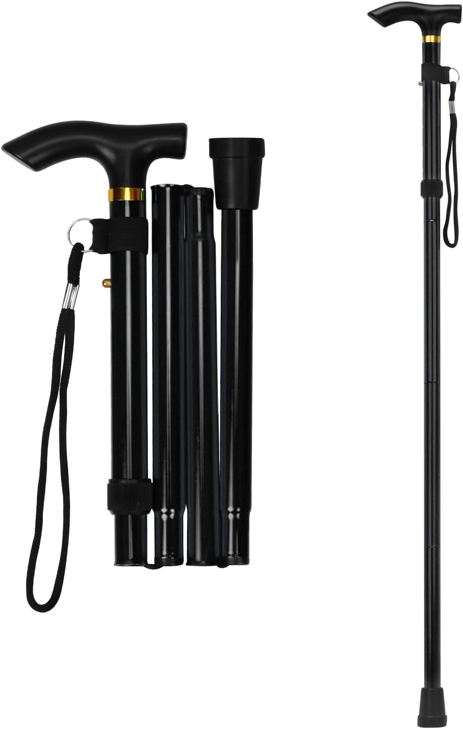 Bastón Plegable Y Regulable En Altura (80-92 Cm) - Para Senderismo, Caminar, Viajes, Ligero Y De Aluminio