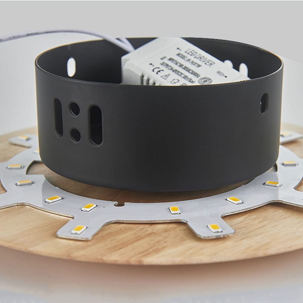 Lampada da parete minimalista in 2 pezzi, lampada da parete a LED retroilluminata con venature del legno rotonde, luce bianca calda, adatta per camere - 6