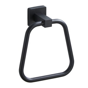 Porta Asciugamani Ad Anello Bagno TQKAG - Nero Opaco Quadrato In Acciaio Inox - Accessorio A Parete Con Viti - 3