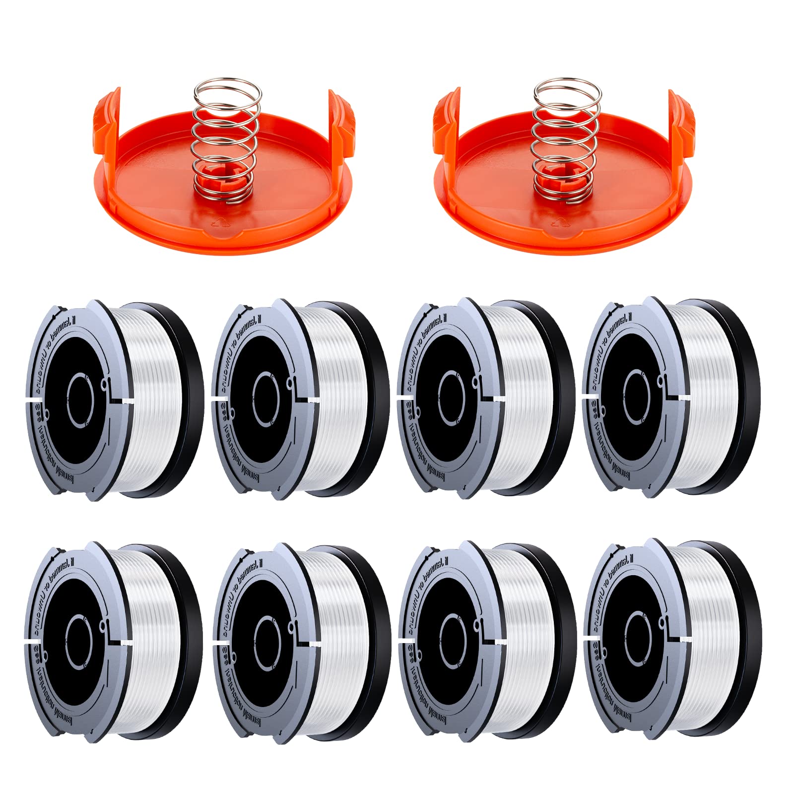 8 szt. szpuli z żyłką do podkaszarki kompatybilnej z podkaszarkami Black &amp; Decker, A6481 A6485, żyłka do podkaszarki 1,65 mm