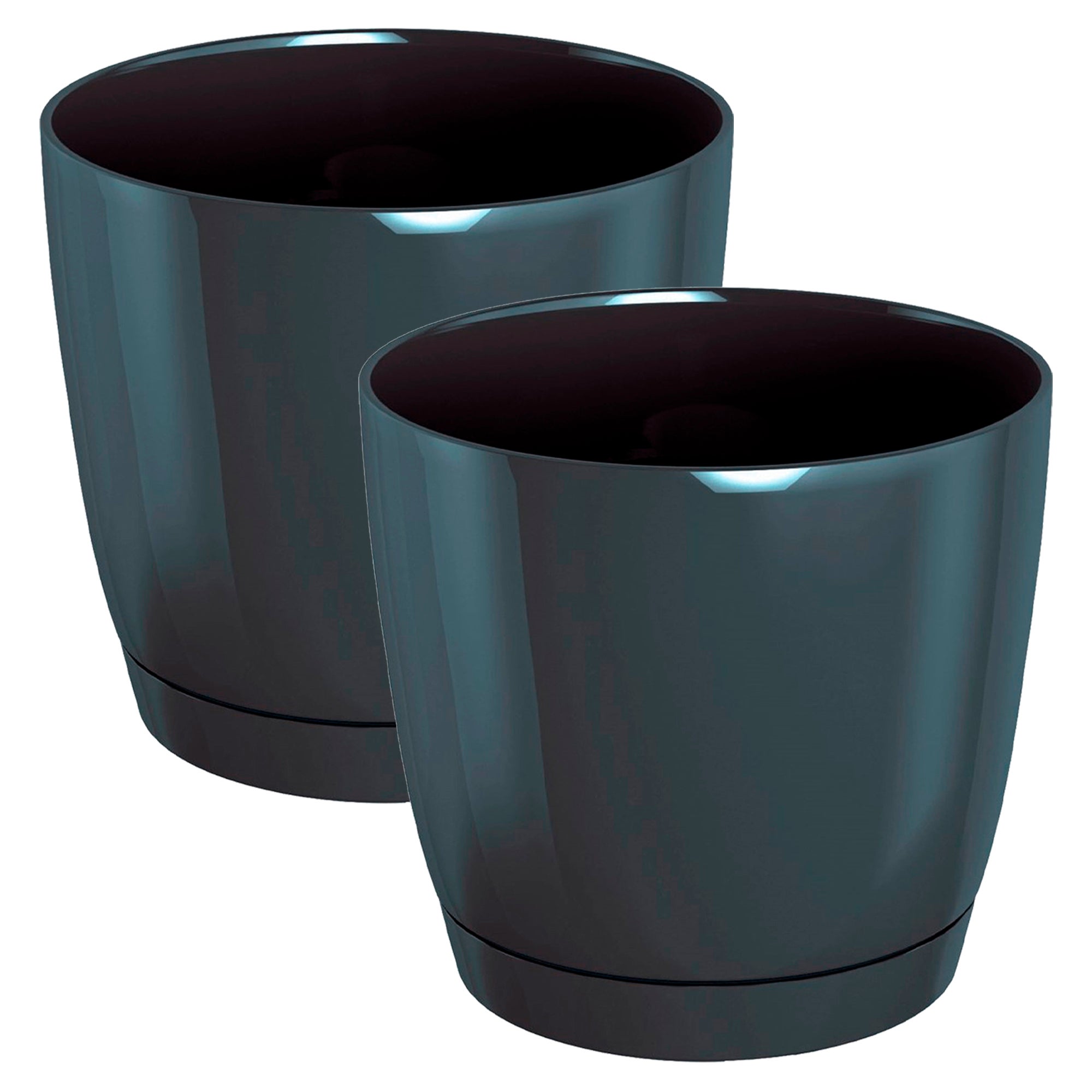 Coubi Round P round plastic flower pot in white 24 (length) x 24 (width