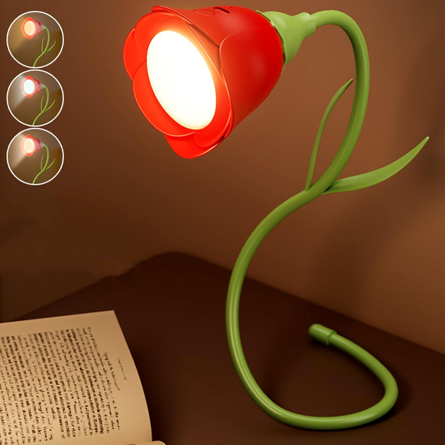 Bezprzewodowa lampa do czytania, akumulatorowa, nieskończenie elastyczna | Przenośna lampa do czytania w podróży, do robótek na drutach i do biura | L